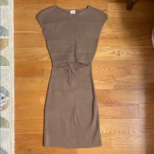 Aritzia Brown Midi Dress with Cut-Out